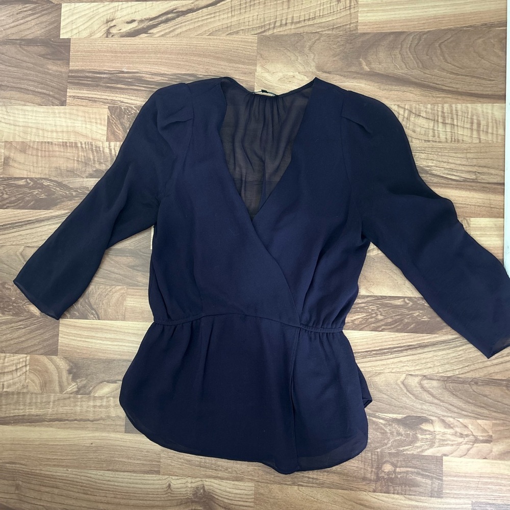 100% silk deep purple top from Aritzia (Babaton)
